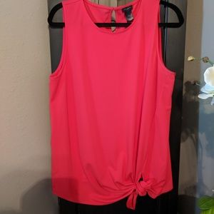 Ann Taylor Raspberry Pink tie sleeveless shirt